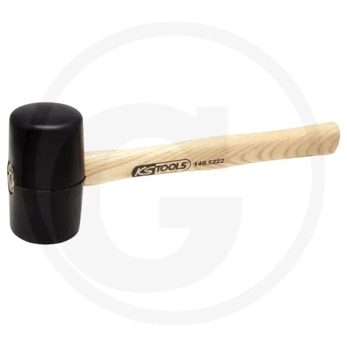 Ks tools rubber hamer, 500 gram, din 5128, hickory-stiel, 114x70x307mm